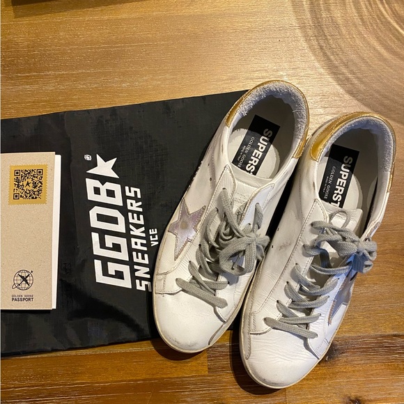 Golden Goose Superstar Sneakers; size 40; White-Gold-Silver. Worn once! - Picture 2 of 8